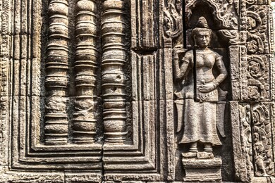 banteay kdei temple is khmer ancient temple in complex angkor wat in siem reap, cambodia in a summer day