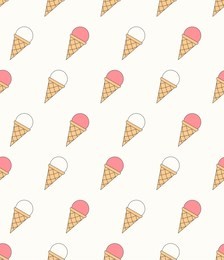seamless pattern with ice cream, pink color, vector eps10 illustration
