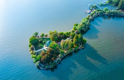 landscape  of  wuhan east lake of hubei province.east lake scenic area of wuhan