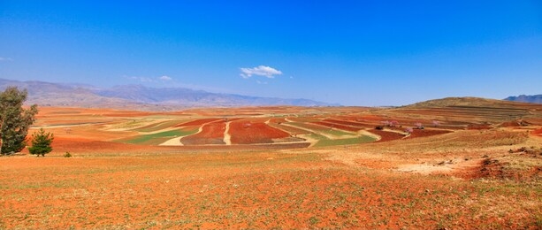 航拍四川攀枝花盐边县格萨拉的红土地