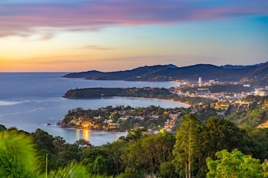 view of beach and city at kata viewpoint phuket, thailand