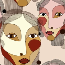 seamless pattern with women portraits in modern abstract style. hand drawn vector
texture for your contemporary fashion design.