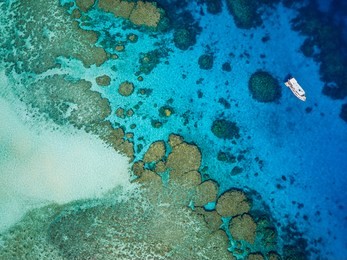 dive boat at wheeler reef, great barrier reef australia