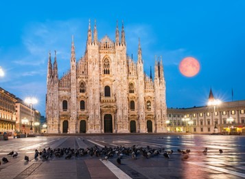 milan cathedral - (duomo di milano (milan cathedral) and piazza del duomo in milan)"elements of this image furnished by nasa