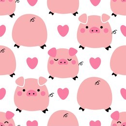 cute pigs seamless pattern background