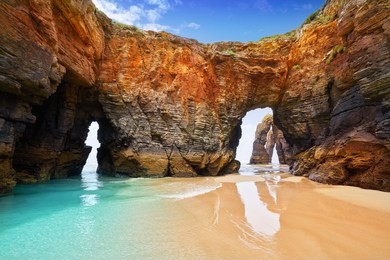 playa las catedrales catedrais beach in ribadeo galicia of lugo spain