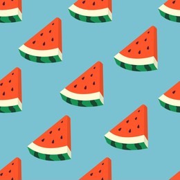 fruity seamless vector pattern with pieces watermelon
