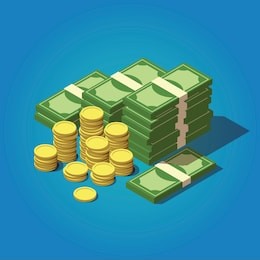 vector isometric money concept. big money icon. hundreds of dollars illustration.