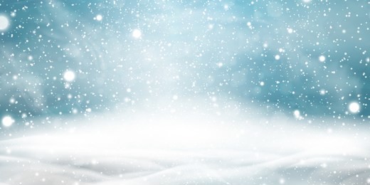 natural winter christmas background with sky, heavy snowfall, snowflakes in different shapes and forms, snowdrifts. winter landscape with falling christmas shining beautiful snow. vector.