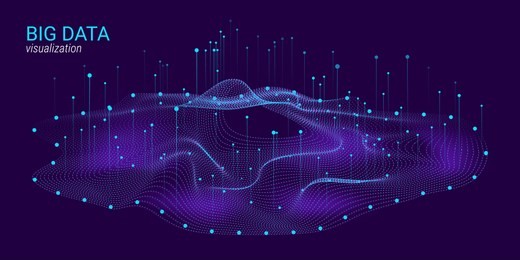 big data vector visualization. 3d futuristic cosmic design. technology background. visual presentation on the analysis of big data. glow fractal element in futuristic style. information stream.