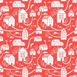 northern town. seamless pattern for winter, new year and christmas theme. creative. hand drawn christmas background. vector illustration