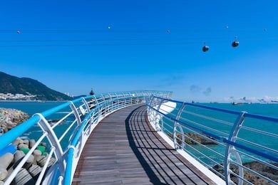 busan songdo skywalk, the longest skywalk on the water in south korea.
