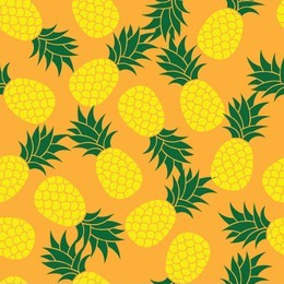 seamless summer orange color pineapple on colored background. seamless pattern in vector. fruit illustration