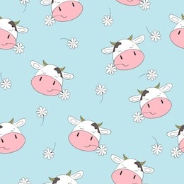 cute cows seamless pattern. vector childish background