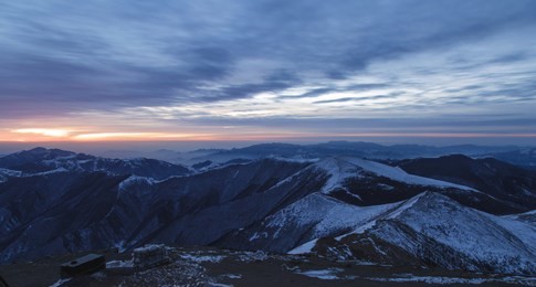 the sun rises early in the morning on mount wutai