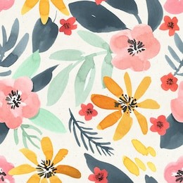 seamless watercolor floral pattern on paper texture. botanical background