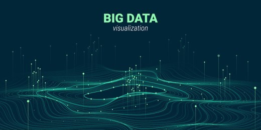 big data vector visualization. 3d futuristic cosmic design. technology background. visual presentation on the analysis of big data. glow fractal element in futuristic style. digital data stream.