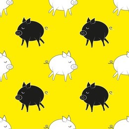 seamless pigs pattern. symbol of 2019 on the chinese calendar. pig background for textiles, fabrics, cotton fabric, covers, wallpaper, print, gift wrapping, postcard, scrapbooking, bedding.raster copy