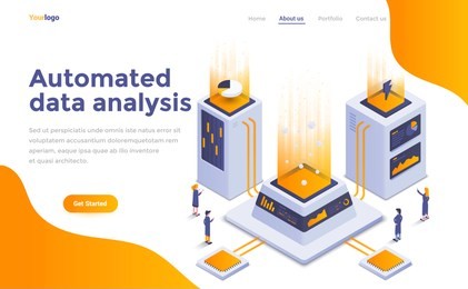 modern flat design isometric concept of automated data analysis for website and mobile website. landing page template. easy to edit and customize. vector illustration