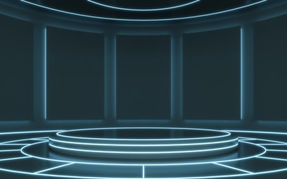 futuristic pedestal for display. blank podium for product. 3d rendering