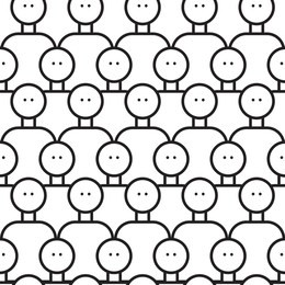 crowd of people seamless pattern. abstract line people, vector faces background