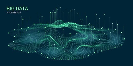 big data vector visualization. 3d futuristic cosmic design. technology background. visual presentation on the analysis of big data. glow fractal element in futuristic style. digital data stream.
