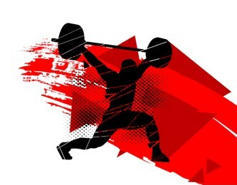 the silhouette a weightlifter with barbell 