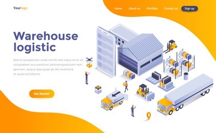 modern flat design isometric concept of warehouse logistic for website and mobile website. landing page template. easy to edit and customize. vector illustration