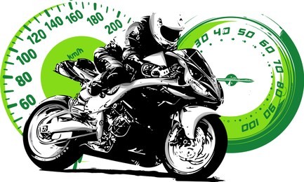 motorbike rider, abstract vector silhouette. road motorcycle racing