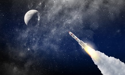 rocket space ship . mixed media