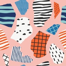 trendy vector seamless pattern with abstract forms. paper cutouts. hand drawn modern design for card, print on clothes.
