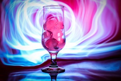 three cocktails - martini glass, highball and old fashion. highball ice cocktail in a disco