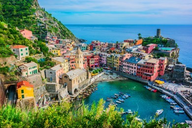 picturesque town of vernazza, in the province of la spezia, liguria, italy