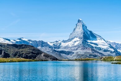 matterhorn with stellisee lake in zermatt, switzerland