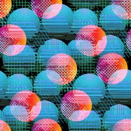 seamless pattern glitch design. mixed print with striped grids and gradient circles. watercolor effect. suitable for bed linen, leggings, shorts and fashion industry.