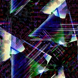 retro futuristic seamless pattern with glitch design. cyberpunk background with triangles. textile print for bed linen, jacket, package design, fabric and fashion concepts.