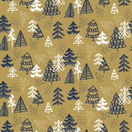 xmas seamless pattern. hand-drawn decorative christmas trees. minimal sketch vector for winter holiday surface design projects. 