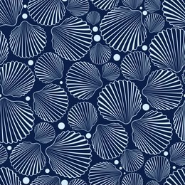 sea seamless pattern with blue shells.summer vector background.textile texture