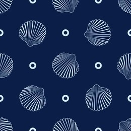 sea seamless pattern with blue shells.summer vector background.textile texture