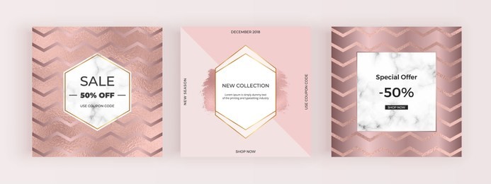 fashion promotion social media banners. modern elegant design for mobile apps, flyers, card.
