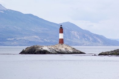 world end lighthouse (les eclaireurs lighthouse) in beagle channel, ushuaia, patagonia argentina