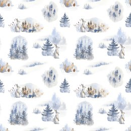 watercolor winter seamless pattern.  perfect for print, christmas and new year  greeting cards