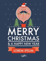 christmas hot air balloon template vector/illustration
