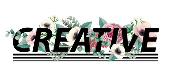 typographical print for t-shirt with english rose, anemone, eucalyptus and slogan. 