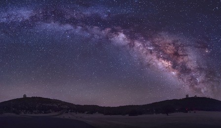 the summer milky way rises over the macdonald observatory near fort davis, texas.