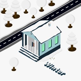 happy winter isometric house illustration