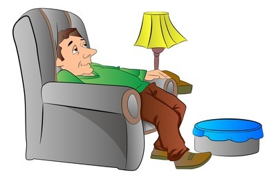 man slouching on a lazy chair or couch, vector illustration