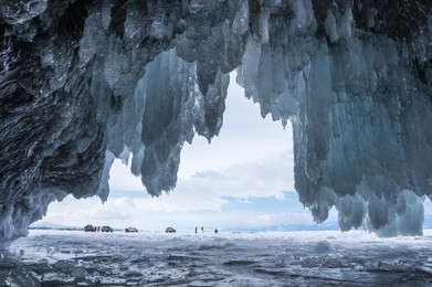 ice cave on olkhon island at baikal lake, siberia, russia