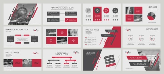 this template is the best as a business presentation, used in marketing and advertising, flyer and banner, the annual report. dark grey, red and black elements on a dark grey background
