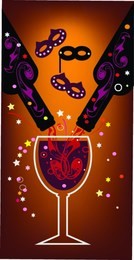 purim wine,holiday decorative background with bottles and wine glass.